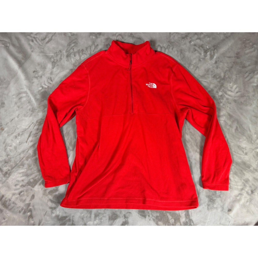 The North Face Mens XL Red TKA 100 Quarter Zip Fleece Pullover Jacket